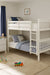 kids' bunk bed with white wooden frame in a bright children's bedroom – perfect for space-saving family homes in the UK.