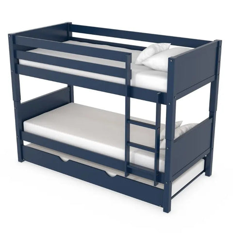 Sturdy Safety Guardrails on Navy Blue Bunk Bed - Secure for Children UK